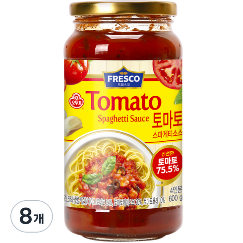 오뚜기 프레스코 토마토 스파게티소스, 600g, 8개