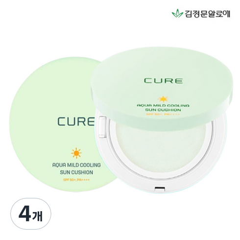 김정문알로에 아쿠아 마일드 쿨링 선쿠션 SPF50+ PA++++, 25g, 4개