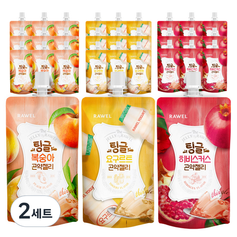 로엘 팅글 곤약젤리 3종 10팩 총 30팩 요구르트맛 1박스 + 복숭아맛 1박스 + 히비스커스맛 1박스, 2세트