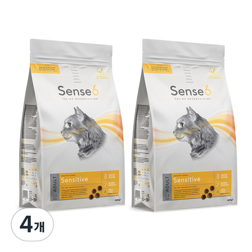센스6 어덜트용 센서티브 고양이 사료, 닭, 4개, 400g