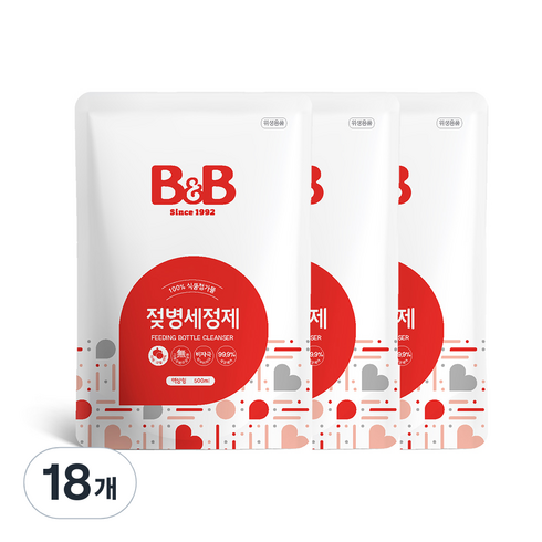 비앤비 젖병세정제 액상 리필, 500ml, 18개