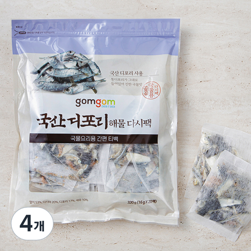 곰곰 디포리 해물 다시팩, 320g, 4개