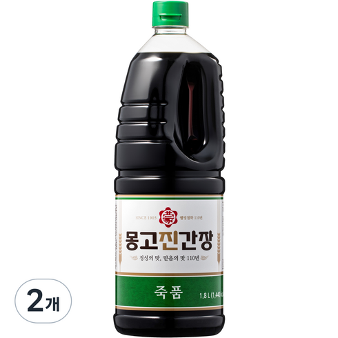 몽고진간장 죽품 진간장, 1.8L, 2개