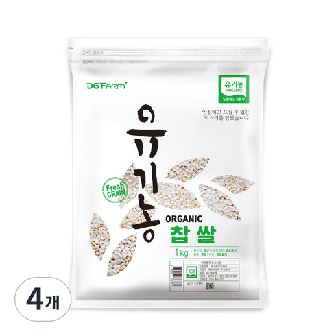 대구농산 유기농 찹쌀, 1kg, 4개