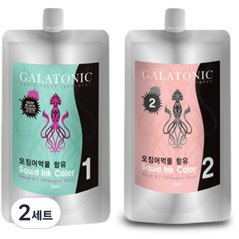 오징어먹물 - 갈라토닉 새치용 오징어먹물 1제 500ml + 2제 500ml, 2N검정색, 2세트