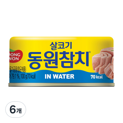 동원 참치 인 워터, 6개, 100g