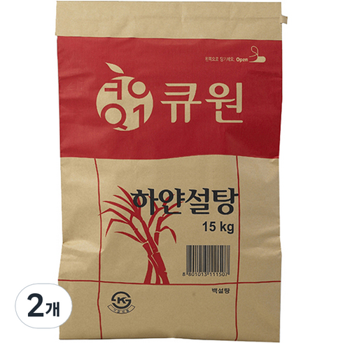 큐원 하얀 설탕, 15kg, 2개