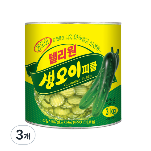 오이피클3kg - 델리원 생 오이피클, 3kg, 3개