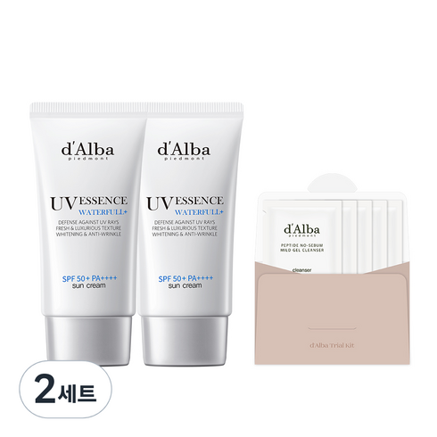 달바 워터풀 에센스 선크림 SPF50+PA++++ 50ml 2개 + 약산성 젤 클렌저 15ml, 2세트