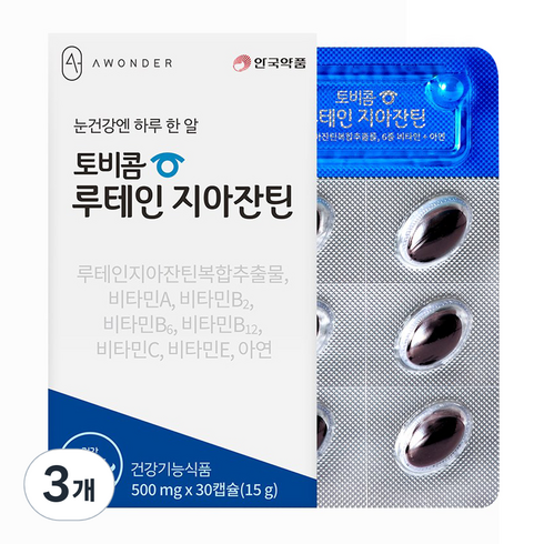 토비콤 루테인 지아잔틴 15g, 30정, 3개