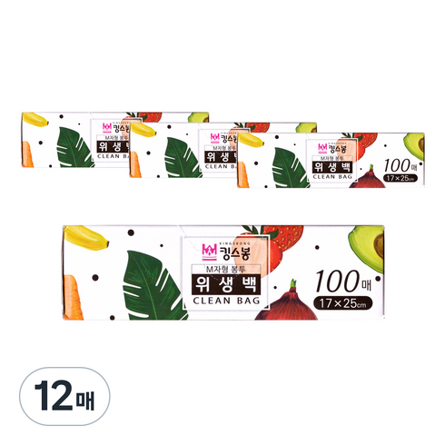 킹스봉 일회용 비닐 위생백 소 17 x 25 cm 100p, 1200개, 단일사이즈