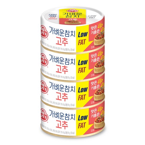 오뚜기 가벼운 참치 고추, 135g, 4개