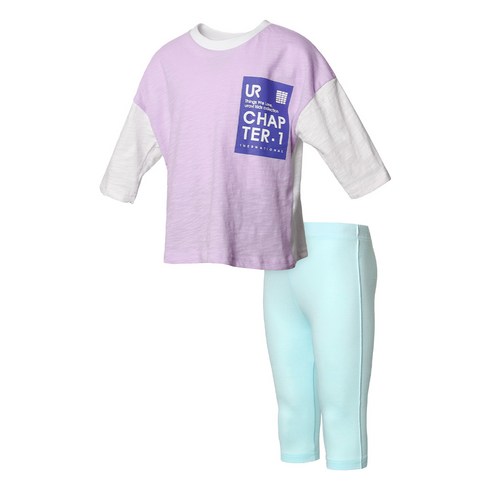 슬라브 티셔츠 인터록 레깅스 7부 세트