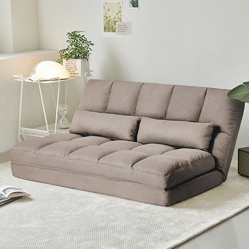 2023년 가성비 최고 203좌식소파베드 - 아이와비 좌식 패브릭 소파베드 + 쿠션 2p 세트 방문설치, 라이트브라운