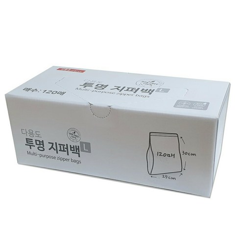 지퍼백 - 생활을그리다 다용도 투명 지퍼백 L 120p, 대(L), 120개입, 1개