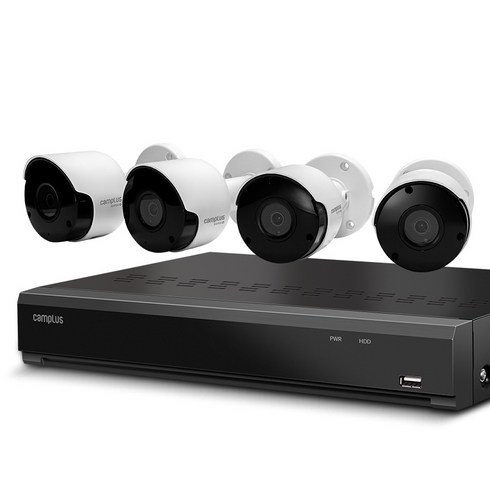 2023년 가성비 최고 cctv - 캠플러스 200만화소 뷸렛 CCTV 카메라 실외용 4p + 4채널 녹화기 세트, CPB-201(카메라), CPR-450(녹화기)