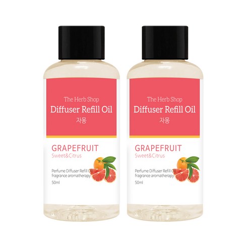 더허브샵 차량용 디퓨저 리필오일 50ml, 2개, 자몽