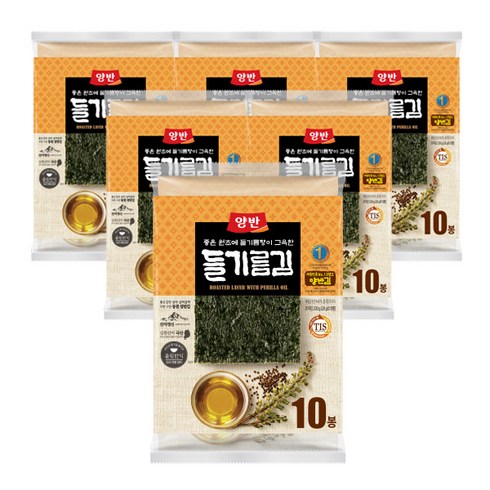 양반 들기름 김, 200g, 6개