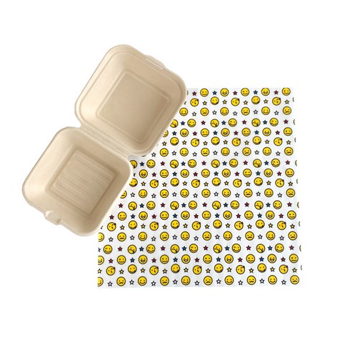 펄프 간식 선물포장 상자 + 스마일 샌드위치 포장 유산지 세트, 크라프트(상자), 1세트