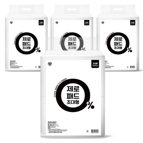 딩동펫 반려동물 초대형 제로 배변 패드 무향 20매, 20개입, 4개