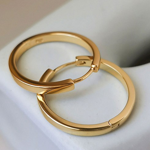 여성용 디아더컬러 14KGP 화이트골드 도금 영롱 링 귀걸이 SB_020