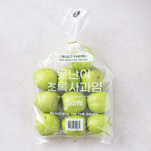 알뜰 못난이 보조개 초록사과 3kg - 셀렉트팜 GAP 인증 못난이 초록사과 얌 중과, 1개, 2kg(9~11입)