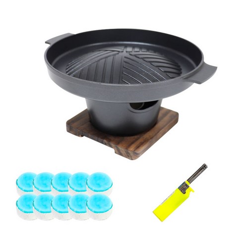 디씨키친 나혼자 미니화로 풀세트 중 + 고체 연료 30g 10p + 롱라이타, 1세트, 220mm