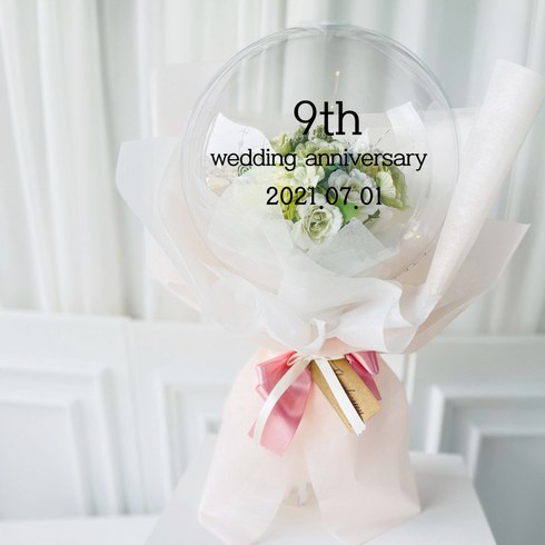 러블리팜 조화 터지지 않는 매직 꽃풍선 꽃다발형 믹스 부쉬 25cm + LED 조명 + 용돈홀더 10p + 레터링 시트지, 꽃다발형_믹스부쉬_그린믹스, 블랙, 기념일