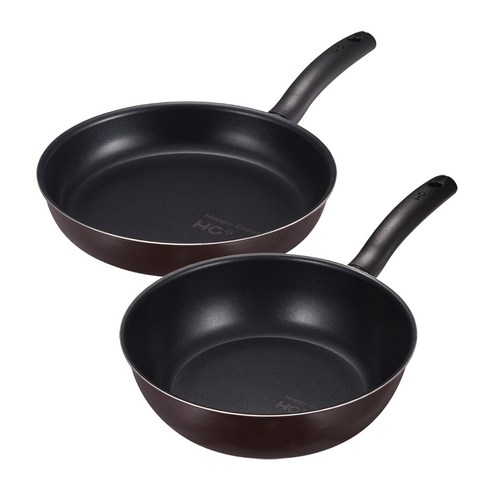 해피콜 퍼펙트잇 다이아몬드 IH 프라이팬 2종 세트 E, 프라이팬 28cm + 궁중팬 28cm, 초코