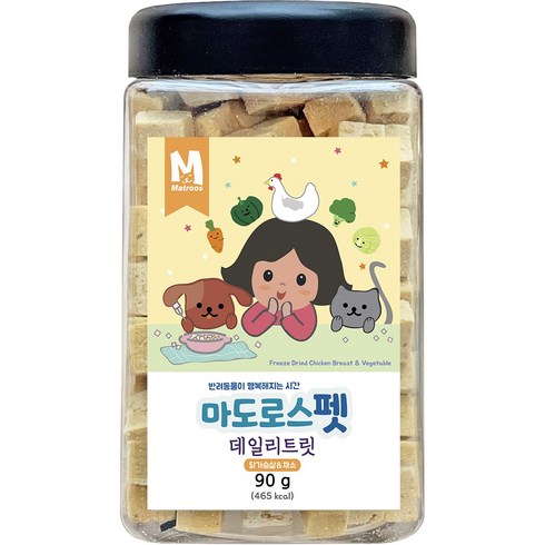 마도로스펫 반려동물 데일리트릿 동결 건조 간식 90g, 1개, 닭가슴살 + 채소 혼합맛