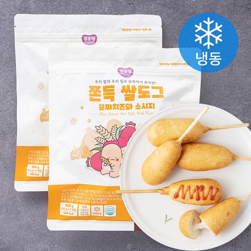 또또맘 쫀득 쌀도그 모짜치즈와 소시지 (냉동), 200g, 2개