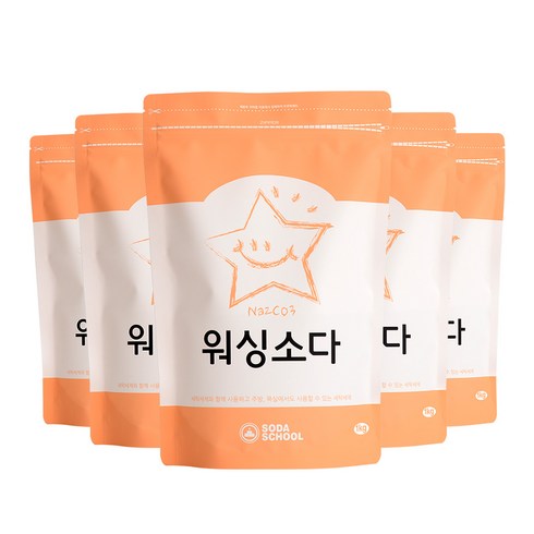 소다스쿨 워싱소다 분말세제, 1kg, 5개