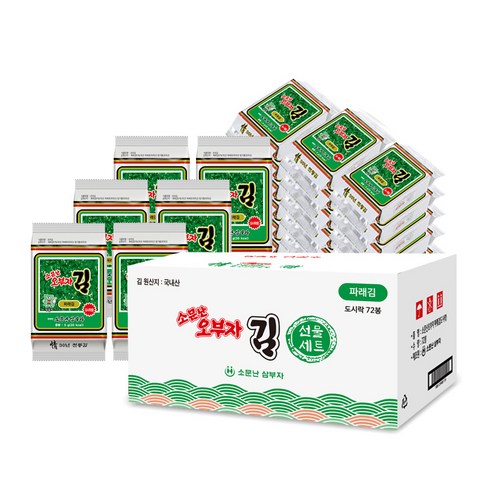 소문난오부자 파래 도시락김 5g x 72p, 360g, 1개