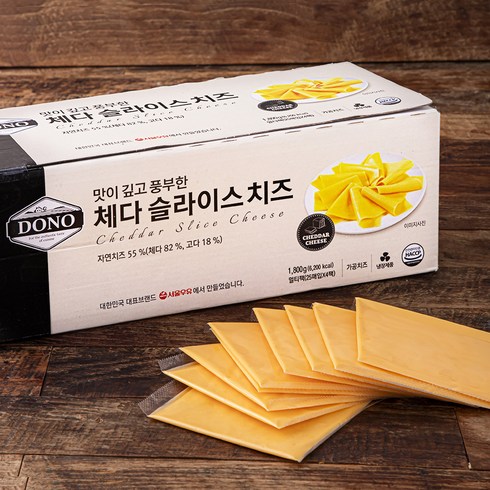 도노 체다 슬라이스 치즈 100매입, 1.8kg, 1개