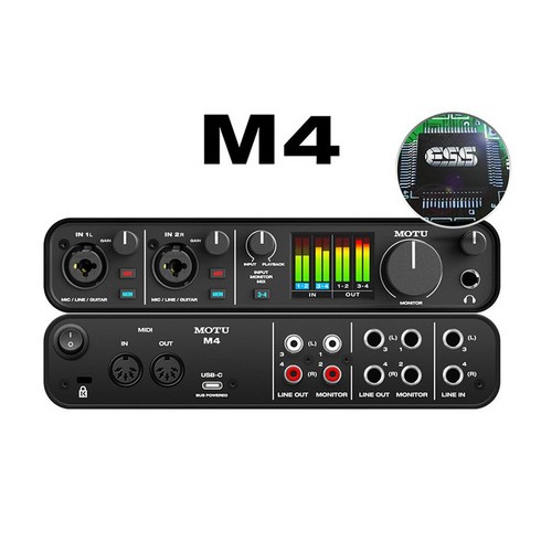 [뉴사운드] 재고보유 MOTU M2 M4 모투 오디오 인터페이스/ USB-C /입문용 오인페 홈레코딩 녹음 루프백기능, MOTU M4