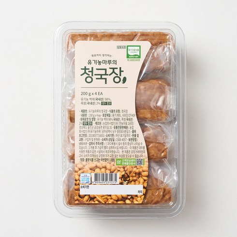 기순도청국장 - 유기농마루의 유기농 국산 전통 청국장 200g, 1개, 800g