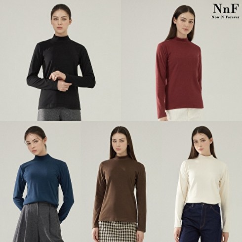 [Now n Forever] NnF 여성 23FW 소프트 기모 모크넥 티셔츠 5종