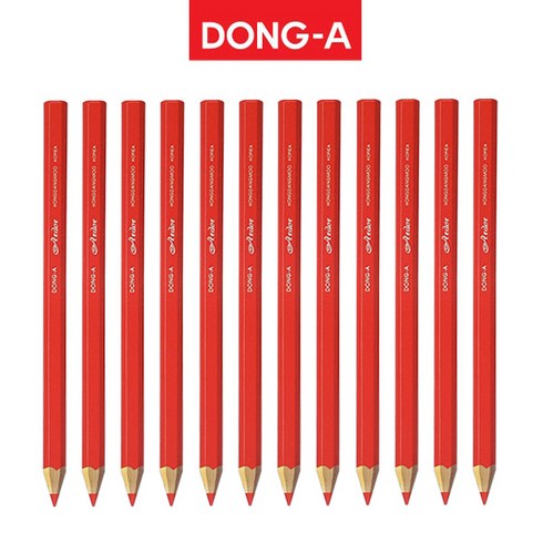 빨강연필 - 동아 대육각 아도르 색연필 1다스, 빨강(12개입)