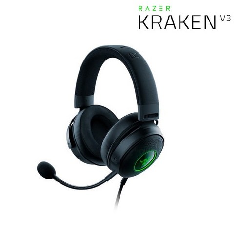 레이저코리아 크라켄 V3 분리형 마이크 게이밍헤드셋, RZ04-03770200-R3M1/블랙