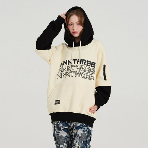 엔쓰리 2324 NNN SKULL LAYERED HOOD IVORY / BLACK 스노우 보드복 후드 후디