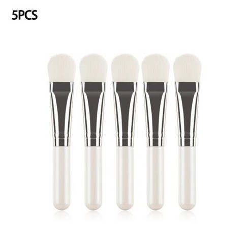 휴대용 페이셜 마스크 소프트 브러시 나무 손잡이 얼굴 스킨 케어 미용 화장품 도구 팬 모양 전문 메이크업 브러시 3 가지 색상, C 5PCS