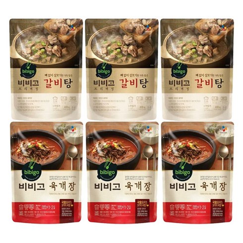 비비고갈비탕 - 비비고 육개장 500g x 3팩 + 갈비탕 400g x 3팩, 3개