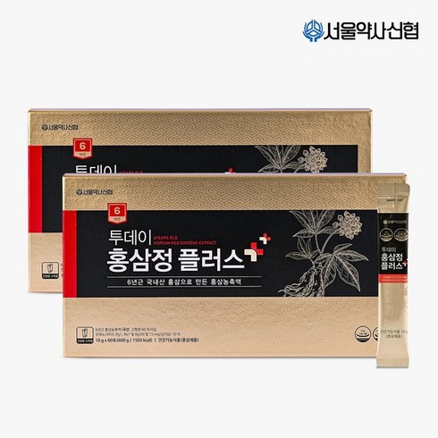 면세점홍삼에브리 - 6년근 투데이 홍삼정 플러스 60포 1+1, 600g, 2개