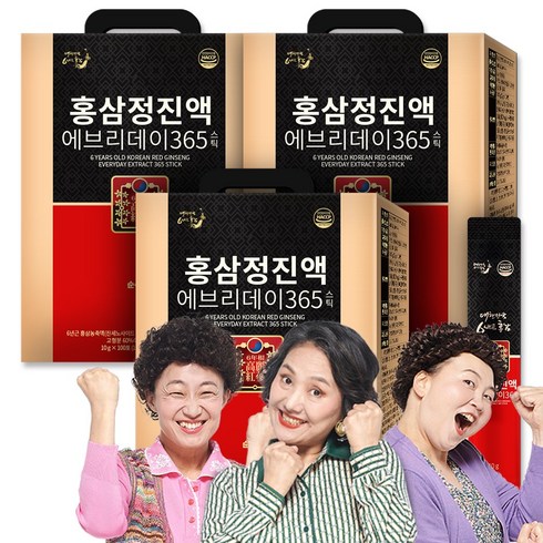 순수식품 6년근 홍삼 진액 에브리데이 365 300포(총 3박스) 홍삼정 홍삼스틱, 10g, 300개