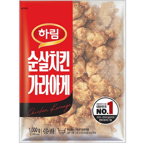 하림 누룽지 순살치킨 400gX6봉 - 닭고기몰 하림 순살치킨 가라아게 (1kg 6봉), 6kg, 1개