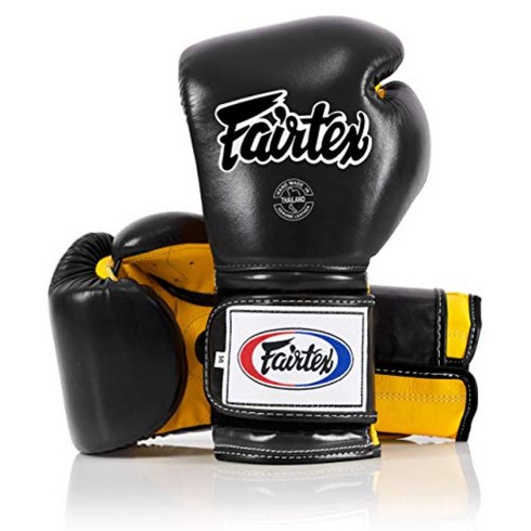 Fairtex 페어텍스 BGV9 무에타이 킥 복싱 글러브, Black/Yellow/Blk Piping