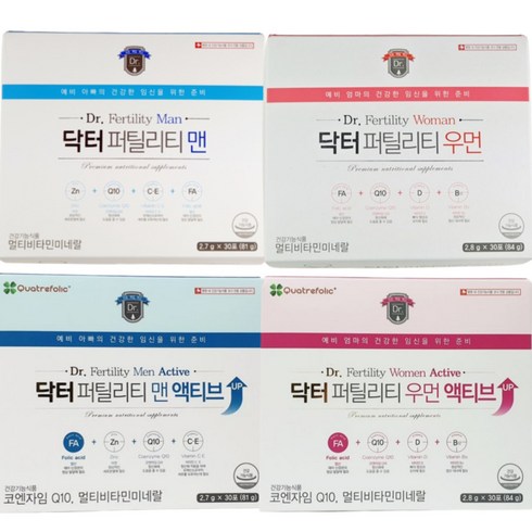 닥터 퍼틸리티 우먼 맨 액티브 임신전 임신준비 영양제 남성 여성 남자 여자 엽산, 닥터퍼틸리티우먼, 84g, 1개