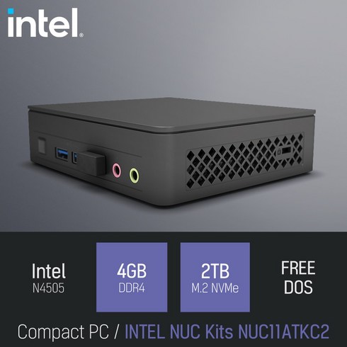 인텔nuc - INTEL NUC Kits NUC11ATKC2, RAM 4GB+NVMe 2TB, 블랙, FREE DOS