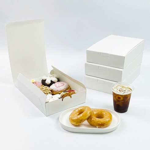포장대장 원터치 도넛박스 50매 283x192x65mm 무지 화이트 도너츠 포장상자 디저트 베이커리 쿠키박스 원터치박스, 200매, (본품)원터치 도넛박스