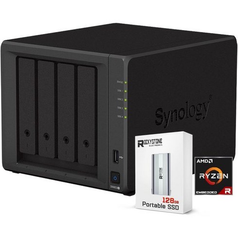 시놀로지923+ - Synology DiskStation DS923+ 4 Bay NAS 인클로저 서버 네트워크 연결 스토리지 데이터 관리 솔루션 AMD Ryzen R1600 듀얼 코어 최대 3.1, 32GB RAM_No HDD/SDD, 1개